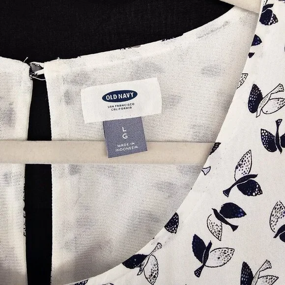 Old Navy White and Dark Blue Bird Pattern Sun Dress - Picture 2 of 5